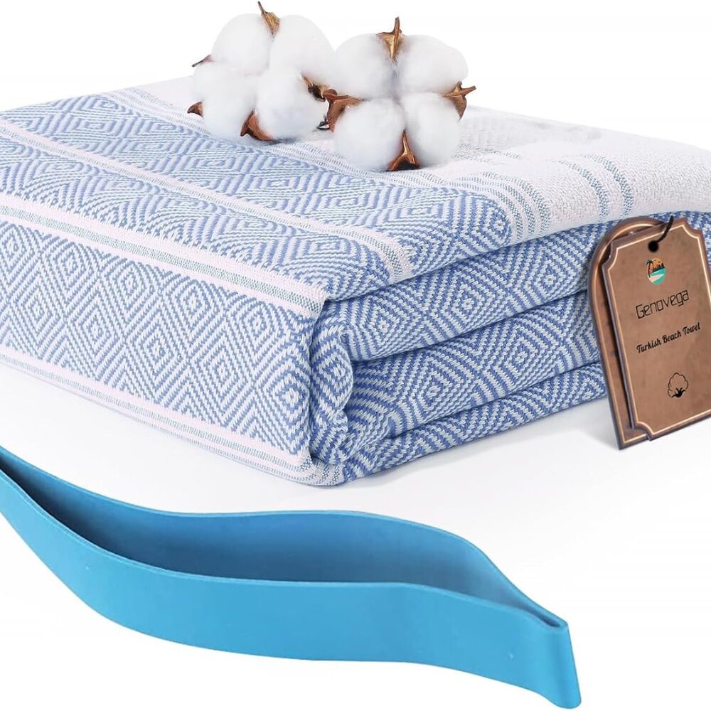 Genovega Turkish Beach Towel  32 x 72 - Quick Dry Sand Free Lightweight